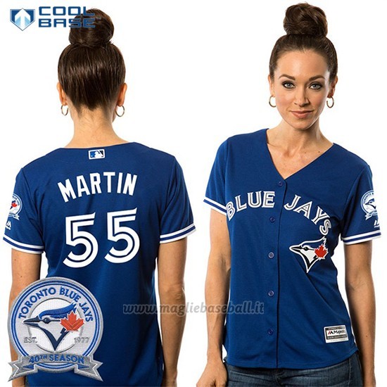 Maglia Baseball Donna Toronto Blue Jays Russell Martin 55 Cool Base 40 Anniversario